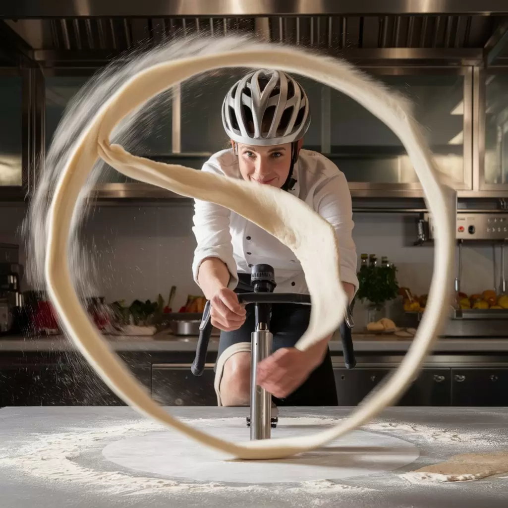 i attend a spin class spinning pizza dough