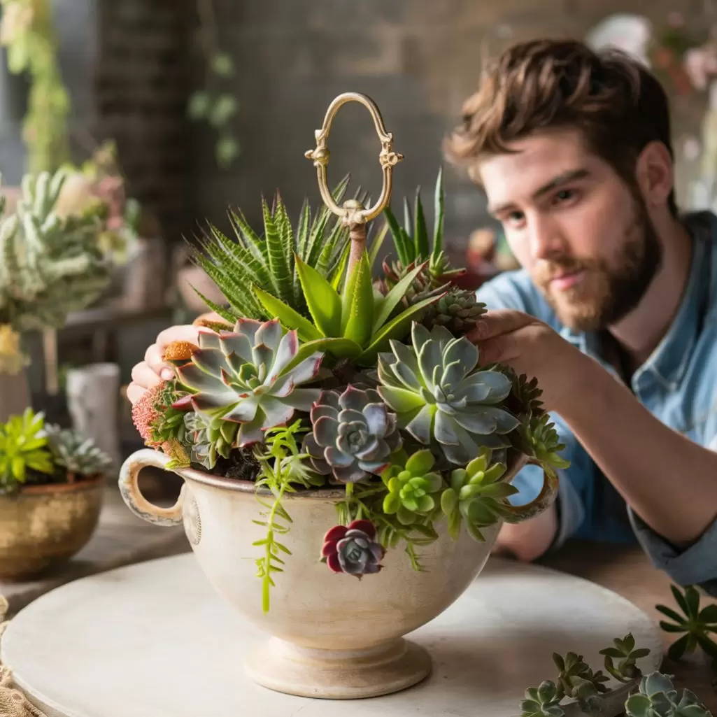 "I'm going to arrange my succulents beautifully," Tom said artfully.