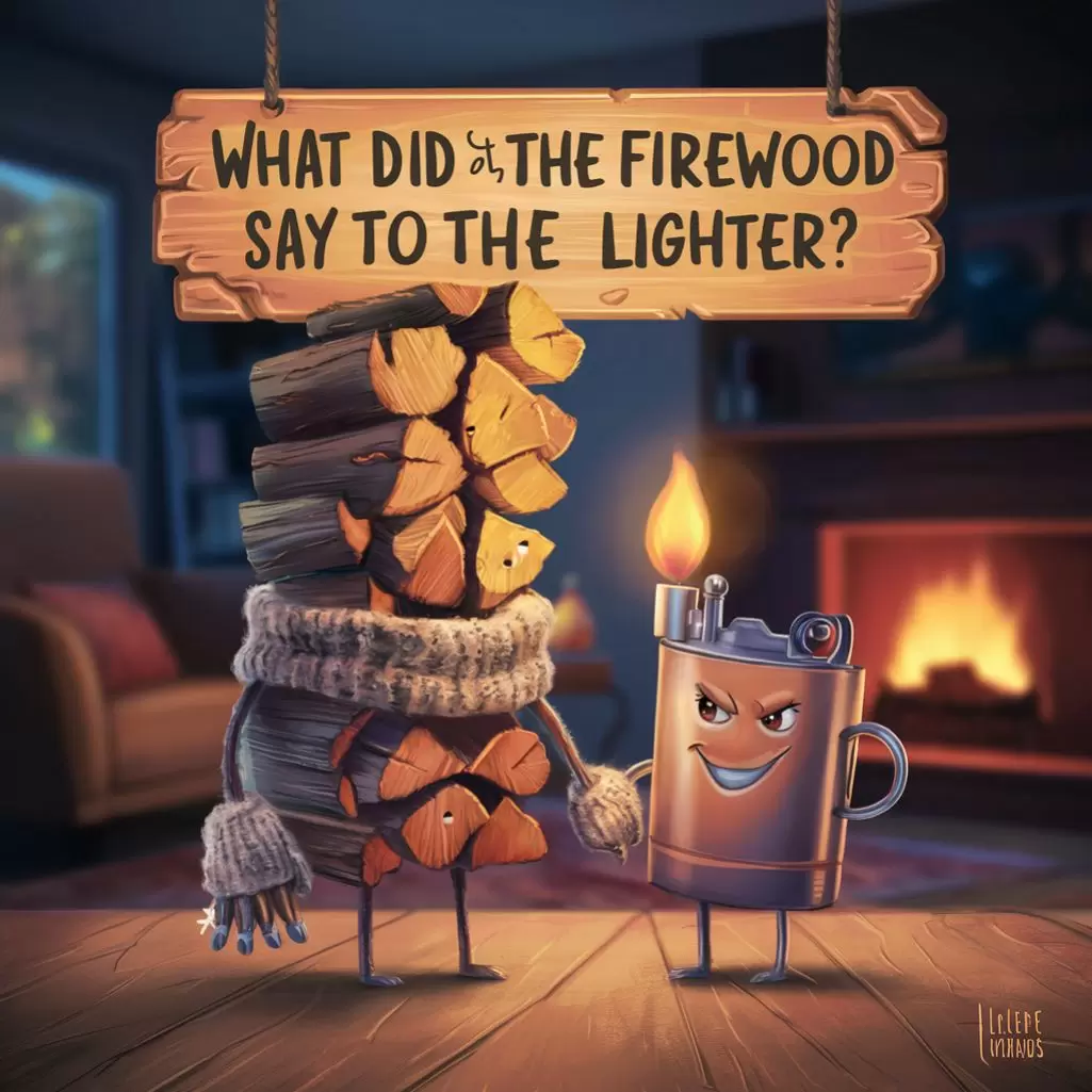  What did the firewood say to the lighter