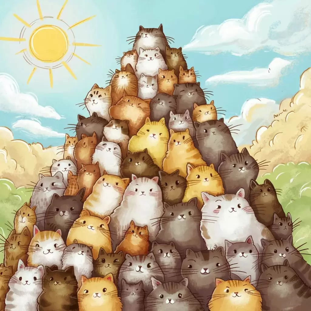 What do you call a pile of cats? A meowtain.